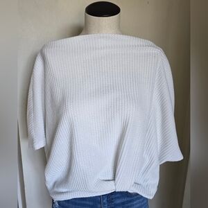 White Waffle Knit Dolman Sleeve Top SZ M